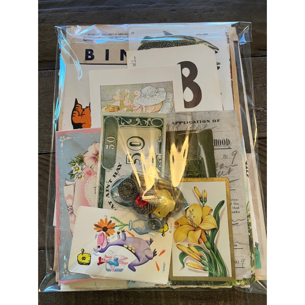 VTG Ephemera Lot Junk Journal Supplies Scrapbook Paper Mixed Media Art Pack